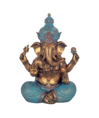 Estatua de Ganesha Dorada de Resina, Figura Decorativa Oriental para Hogar, Buda de la Prosperidad y la Sabiduría