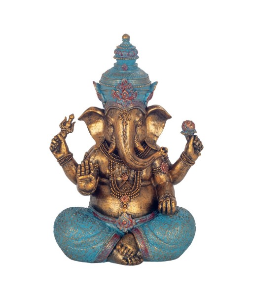 Estatua de Ganesha Dorada de Resina, Figura Decorativa Oriental para Hogar, Buda de la Prosperidad y la Sabiduría