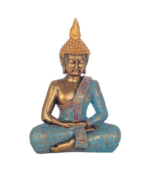 Figura de Buda Dorado en Resina - Decoración Oriental para el Hogar, Meditación y Feng Shui, 15 cm