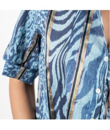 Isla Bonita Moda By SIGRIS - Camisa de Algodón 100% para Mujer, Estampado Animal, Manga Larga
