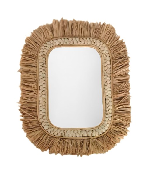 Espejo Decorativo Natural de Palma y Hierba Marina para Hogar, Estilo Bohemio, Ideal para Paredes y Decoración