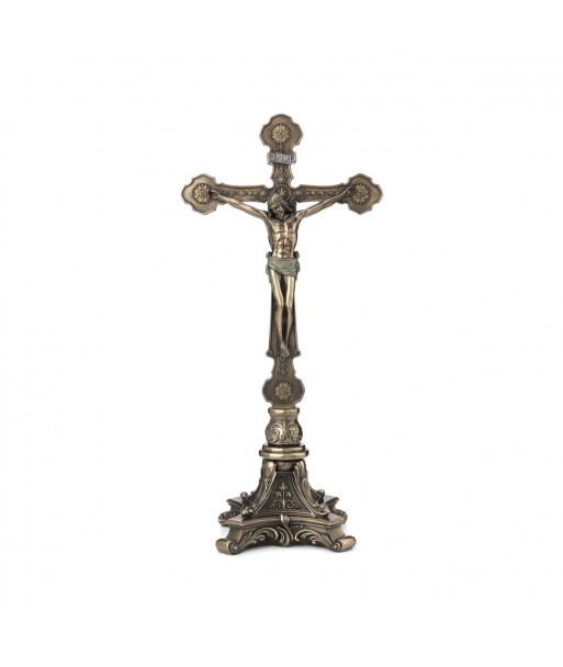 Jesus en la cruz resina bronce
