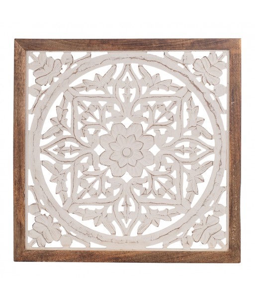 ORIGEN Home Decor - Adorno Mosaico  Adorno Pared | Placas De Madera Blanco - 63x3x63 cm