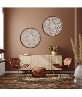 ORIGEN Home Decor - Adorno Mosaico  Adorno Pared | Placas De Madera Blanco - 85x4x85 cm