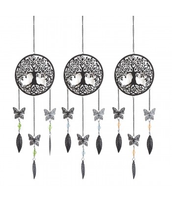 ORIGEN Home Decor - Colgante Árbol vida Pack 3 Unidades Decoracion | Colgantes Metal Negro - 85x2x18 cm