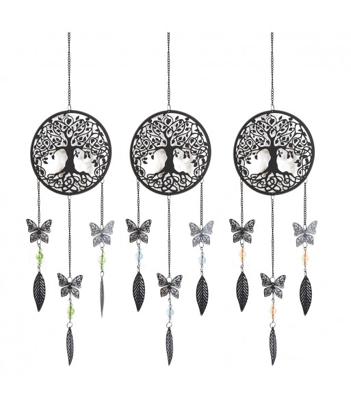 ORIGEN Home Decor - Colgante Árbol vida Pack 3 Unidades Decoracion | Colgantes Metal Negro - 85x2x18 cm