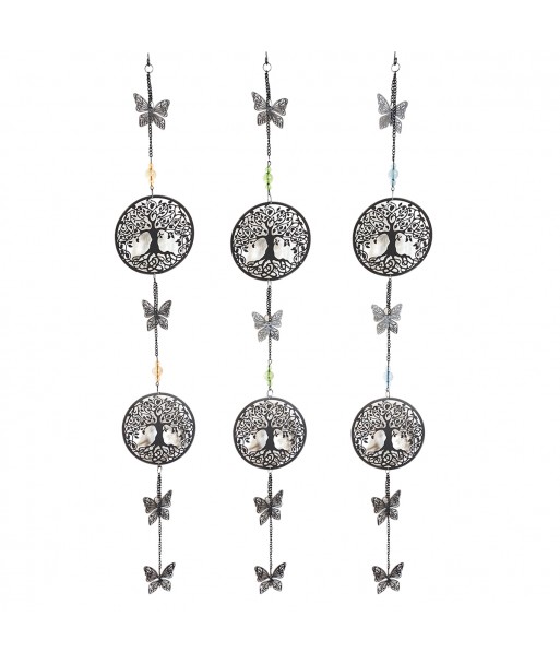 ORIGEN Home Decor - Colgante Árbol vida Pack 3 Unidades Decoracion | Colgantes Metal Negro - 95x6x13 cm