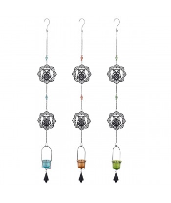 ORIGEN Home Decor - Colgante búho Pack 3 Unidades Decoracion | Colgantes Metal Negro - 105x6x12 cm