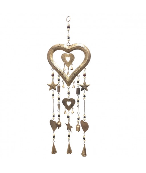 ORIGEN Home Decor - Colgante corazones-estrellas  Decoracion | Colgantes Metal Marrón - 75x3x24 cm