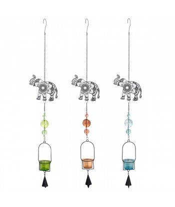ORIGEN Home Decor - Colgante elefante Pack 3 Unidades Decoracion | Colgantes Metal Negro - 85x6x14 cm