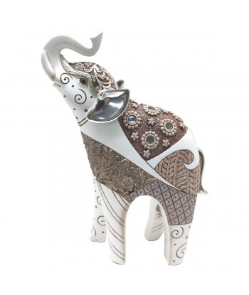 ORIGEN Home Decor - Figura Elefante  Figuras | Africanas Y Elefantes Blanco - 20x6x14 cm