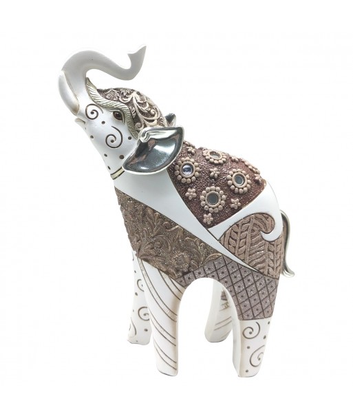 ORIGEN Home Decor - Figura Elefante  Figuras | Africanas Y Elefantes Blanco - 20x6x14 cm