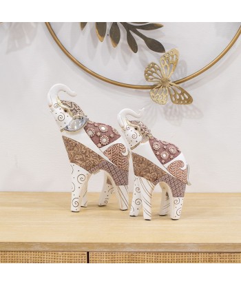 ORIGEN Home Decor - Figura Elefante  Figuras | Africanas Y Elefantes Blanco - 20x6x14 cm