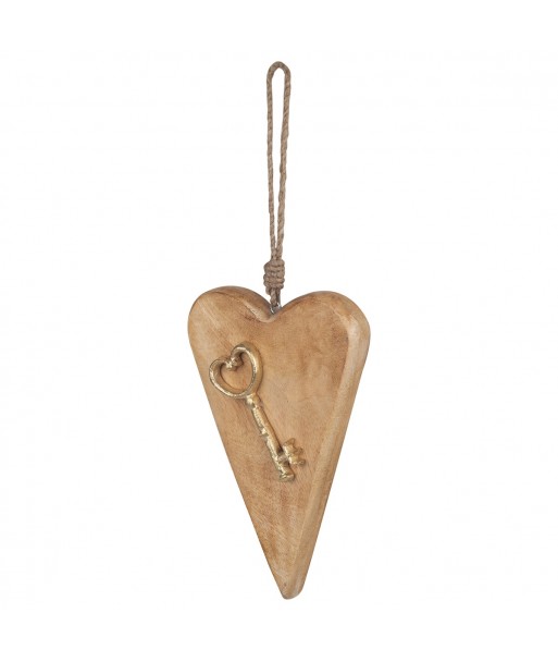 ORIGEN Home Decor - Golgante Corazón con llave  Decoracion | Colgantes Marrón - 22x3x14 cm