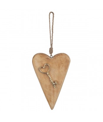 ORIGEN Home Decor - Golgante Corazón con llave  Decoracion | Colgantes Marrón - 22x3x14 cm