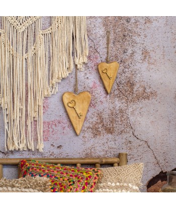 ORIGEN Home Decor - Golgante Corazón con llave  Decoracion | Colgantes Marrón - 22x3x14 cm