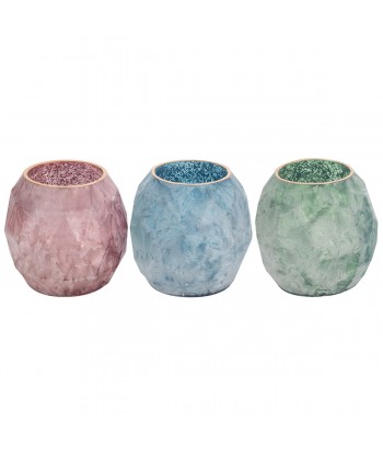 ORIGEN Home Decor - Portavelas oval Pack 3 Unidades Decoracion | Jarrones Y Portavelas Multicolor - 13x14x14 cm