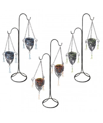 ORIGEN Home Decor - Portavelas Pack 3 Unidades Decoracion | Colgantes Metal Negro - 50x13x21 cm