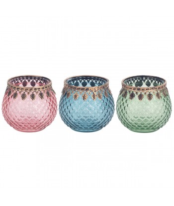 ORIGEN Home Decor - Portavelas Pack 3 Unidades Decoracion | Jarrones Y Portavelas Multicolor - 8x10x10 cm