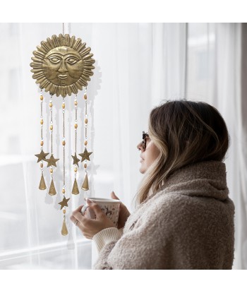 ORIGEN Home Decor Adorno Movil Sol Colgantes Metal | Colgante de metal Dorado - 40x10x1cm