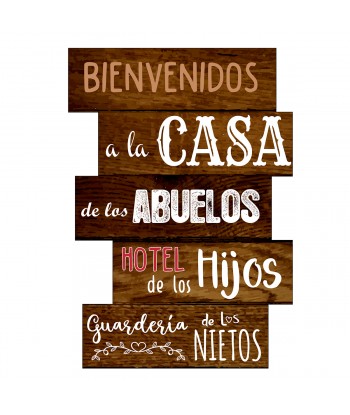 ORIGEN Home Decor Adorno Pared Casa Abuelos Placas Metal Marrón 30x21x1cm