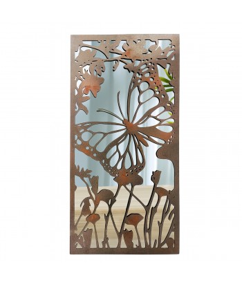 ORIGEN Home Decor Adorno pared mariposa espejo Apliques Metal | Aplique Metal Marrón Rectangular - 100x50x2cm