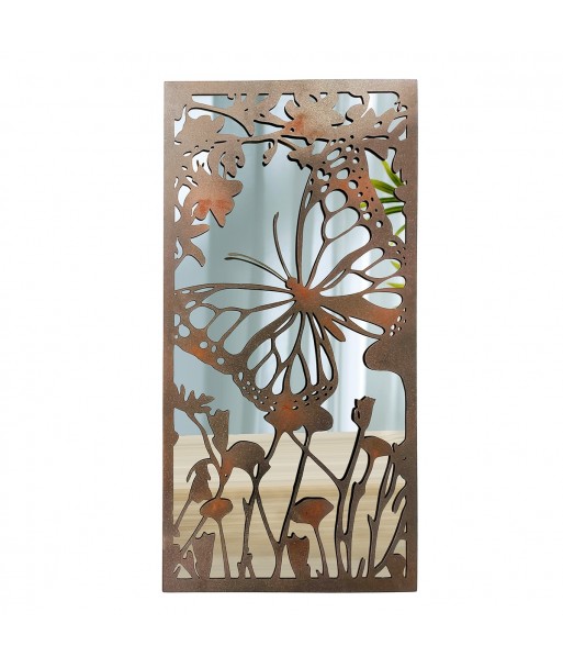 ORIGEN Home Decor Adorno pared mariposa espejo Apliques Metal | Aplique Metal Marrón Rectangular - 100x50x2cm