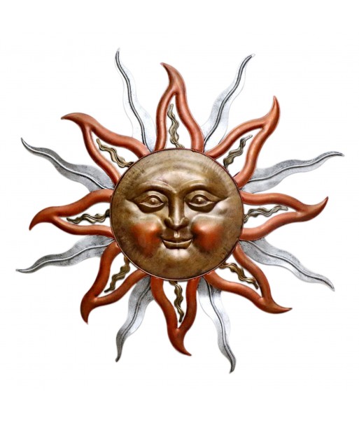 ORIGEN Home Decor Adorno Pared Sol Apliques Metal | Aplique Metal Naranja - 83x4x83cm