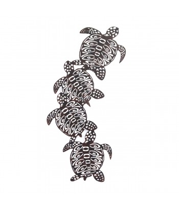ORIGEN Home Decor Adorno Pared Tortugas Apliques Metal Gris 80x40x1cm