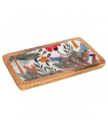 ORIGEN Home Decor Bandeja Hojas Mediana Cajas Y Bandejas | Bandeja Marrón Rectangular - 3x25x15cm