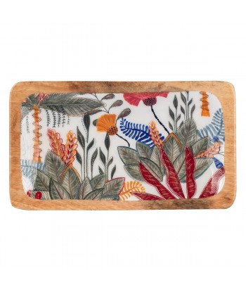 ORIGEN Home Decor Bandeja Hojas Mediana Cajas Y Bandejas | Bandeja Marrón Rectangular - 3x25x15cm