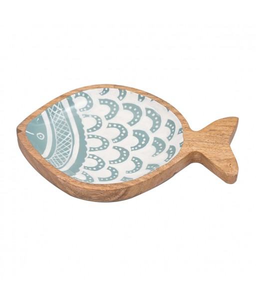 ORIGEN Home Decor Bandeja pez Bandejas | Bandeja de Decoración Azul - 3x26x16cm