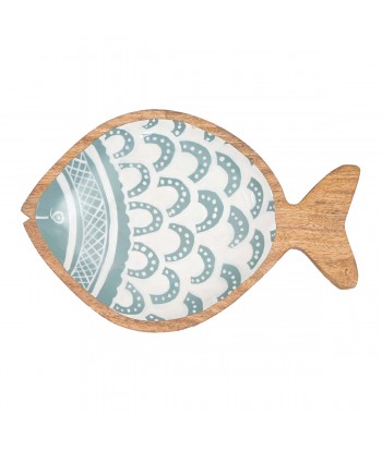 ORIGEN Home Decor Bandeja pez Bandejas | Bandeja de Decoración Azul - 3x26x16cm