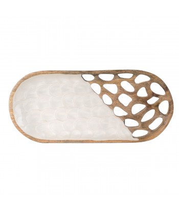 ORIGEN Home Decor Bandeja Rectangular Pequeña Cajas Y Bandejas | Bandeja de Decoración Blanco - 3x28x13cm