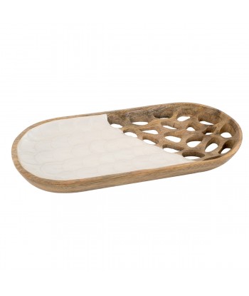ORIGEN Home Decor Bandeja Rectangular Pequeña Cajas Y Bandejas | Bandeja de Decoración Blanco - 3x28x13cm