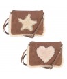 ORIGEN Home Decor Bandolera con Corazón Bolsos Y Sombreros | Bandolera Marrón - 18x25x2cm