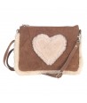 ORIGEN Home Decor Bandolera con Corazón Bolsos Y Sombreros | Bandolera Marrón - 18x25x2cm