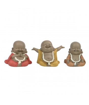 ORIGEN Home Decor Buda 3U Budas Figura de Buda Gris 20x15x10cm