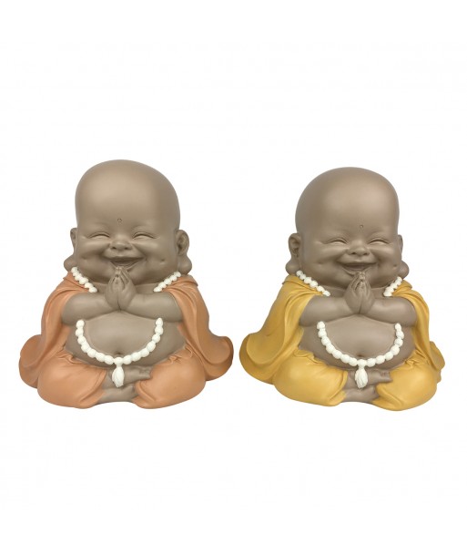 ORIGEN Home Decor Buda Maitreya 2U Budas Figura de Buda Marrón - 20x15x10cm