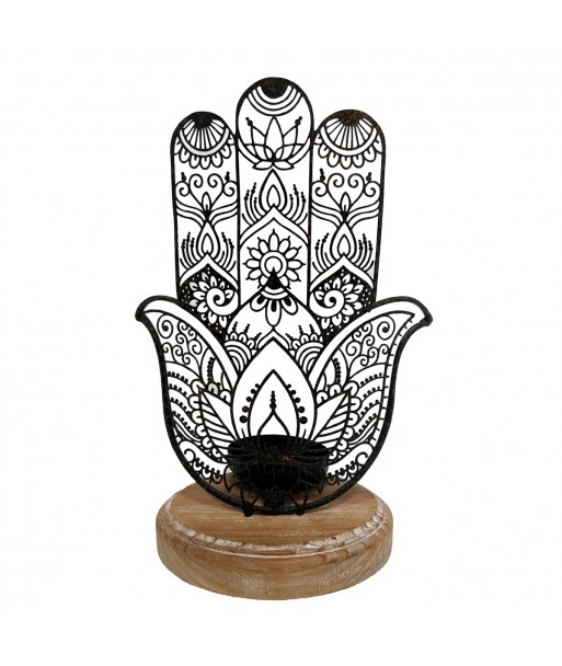 ORIGEN Home Decor Candelabro Mano De Fatima Jarrones Y Portavelas Gris 23x16x10cm
