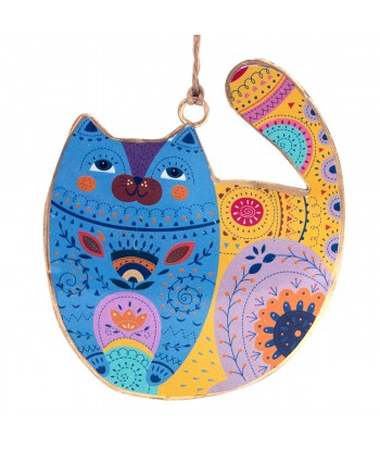 ORIGEN Home Decor Colgante gato surtido 4 U Colgantes | Colgante Multicolor - 11x9x1cm