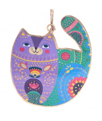 ORIGEN Home Decor Colgante gato surtido 4 U Colgantes | Colgante Multicolor - 11x9x1cm