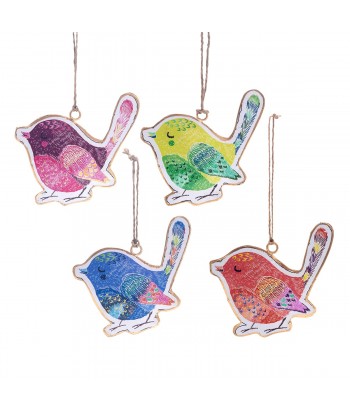 ORIGEN Home Decor Colgante pajaro 4 U Colgantes | Colgante Multicolor - 9x10x1cm