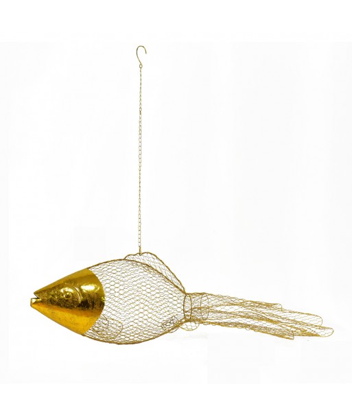 ORIGEN Home Decor Colgante pez Colgantes Metal | Colgante de metal Dorado - 34x100x30cm