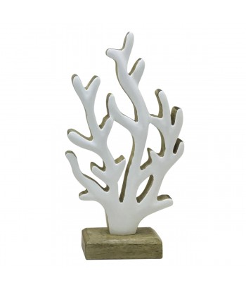 ORIGEN Home Decor Coral De Madera Marinero Plateado - Figura Decorativa 30x15x5cm