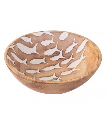 ORIGEN Home Decor Cuenco Peces Mediano Cajas Y Bandejas | Cuenco Bol Marrón Redondo - 7x20x20cm