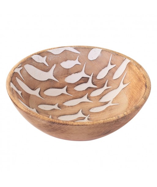 ORIGEN Home Decor Cuenco Peces Mediano Cajas Y Bandejas | Cuenco Bol Marrón Redondo - 7x20x20cm