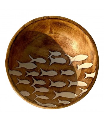 ORIGEN Home Decor Cuenco Peces Mediano Cajas Y Bandejas | Cuenco Bol Marrón Redondo - 7x20x20cm