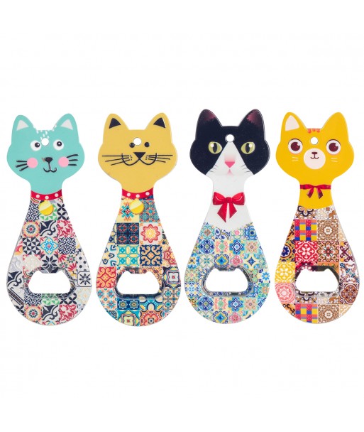 ORIGEN Home Decor Destapador Gato 4U Abrebotellas Plateado 1x14x6cm - Accesorio Ideal para Amantes del Vino y