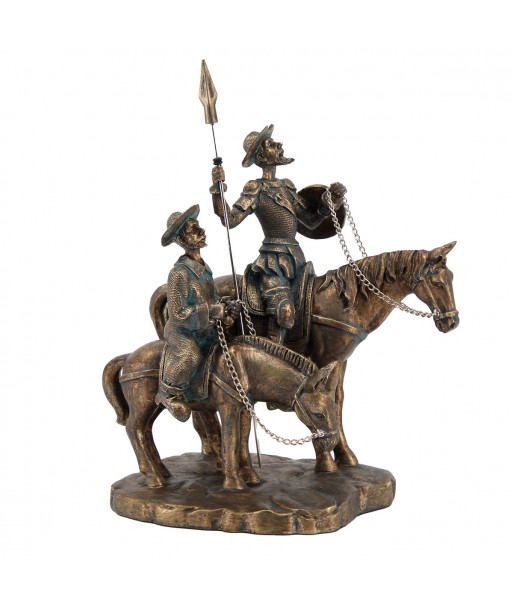 ORIGEN Home Decor Don Quijote Y Sancho Panza Bronce | Figura de Persona Gris - 23x21x15cm ORIGEN Home Decor Don Quijote Y Sancho Panza Bronce | Figura de Persona Gris - 23x21x15cm